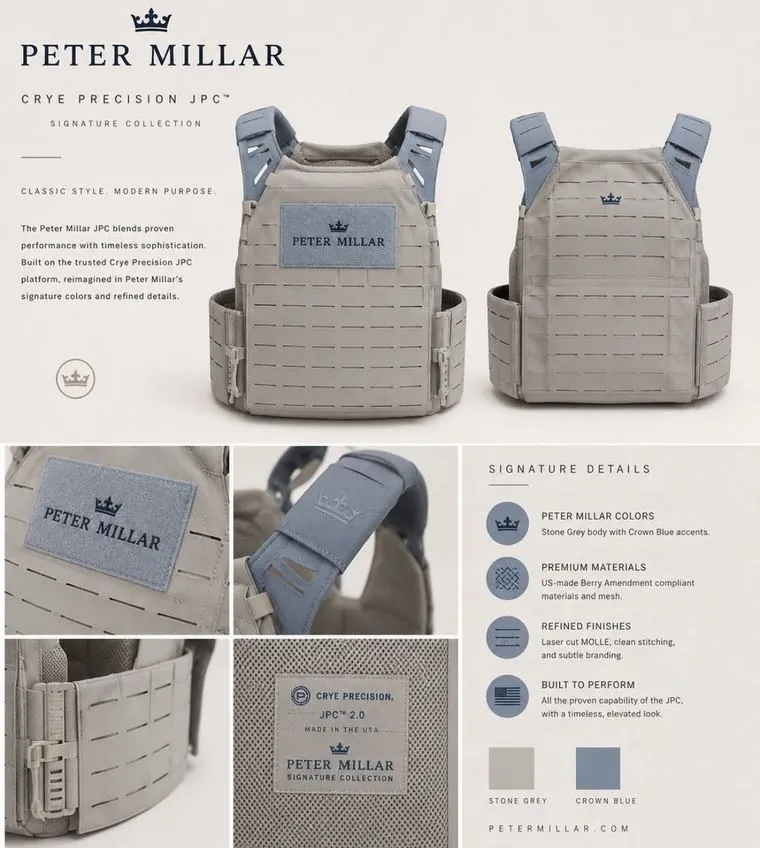 A Peter Millar and Crye Precision plate carrier product page